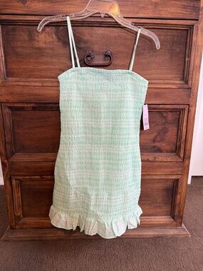 Women’s Mint Green Smocked Sundress with Ruffle Hem